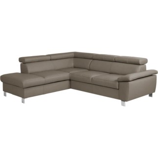 Canapé d'angle en cuir italien de luxe 5 places LUTECE taupe, angle gauche