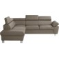 Canapé d'angle en cuir italien de luxe 5 places LUTECE taupe, angle gauche Canapé d'angle en cuir italien de luxe 5 places LUTECE taupe, angle gauche