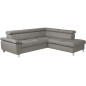 Canapé d'angle en cuir italien de luxe 5 places LUTECE gris clair, angle droit Canapé d'angle en cuir italien de luxe 5 places LUTECE gris clair, angle droit