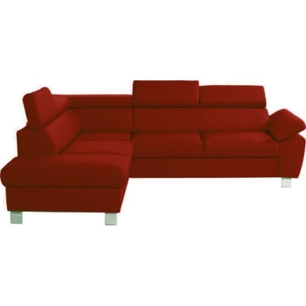Canapé d'angle en cuir italien de luxe 5 places LUTECE rouge foncé, angle gauche