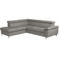 Canapé d'angle en cuir italien de luxe 5 places LUTECE gris clair, angle gauche Canapé d'angle en cuir italien de luxe 5 places LUTECE gris clair, angle gauche