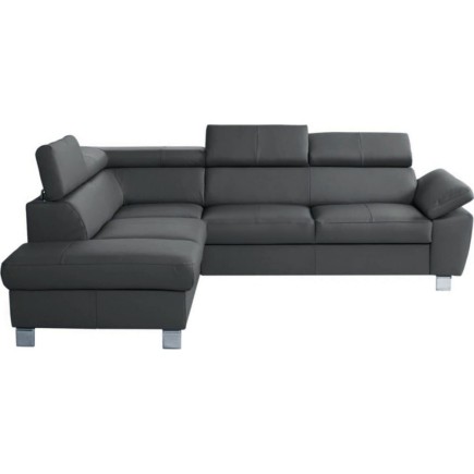 Canapé d'angle en cuir italien de luxe 5 places LUTECE gris foncé, angle gauche