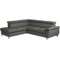 Canapé d'angle en cuir italien de luxe 5 places LUTECE gris foncé, angle gauche Canapé d'angle en cuir italien de luxe 5 places LUTECE gris foncé, angle gauche