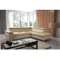Canapé d'angle convertible en cuir italien de luxe 5 places LUTECIA avec coffre, beige, angle droit