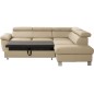 Canapé d'angle convertible en cuir italien de luxe 5 places LUTECIA avec coffre, beige, angle droit