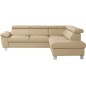 Canapé d'angle convertible en cuir italien de luxe 5 places LUTECIA avec coffre, beige, angle droit