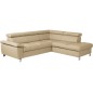 Canapé d'angle convertible en cuir italien de luxe 5 places LUTECIA avec coffre, beige, angle droit