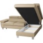 Canapé d'angle convertible en cuir italien de luxe 5 places LUTECIA avec coffre, beige, angle droit