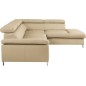 Canapé d'angle convertible en cuir italien de luxe 5 places LUTECIA avec coffre, beige, angle droit