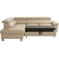 - Canapé d'angle convertible en cuir italien de luxe 5 places LUTECIA avec coffre, beige, angle gauche