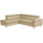 - Canapé d'angle convertible en cuir italien de luxe 5 places LUTECIA avec coffre, beige, angle gauche