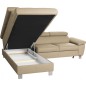 - Canapé d'angle convertible en cuir italien de luxe 5 places LUTECIA avec coffre, beige, angle gauche
