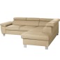 - Canapé d'angle convertible en cuir italien de luxe 5 places LUTECIA avec coffre, beige, angle gauche