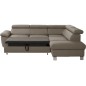 Canapé d'angle convertible en cuir italien de luxe 5 places LUTECIA avec coffre, taupe, angle droit