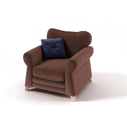 Fauteuil 1 place en tissu de qualité TOMY, chocolat
