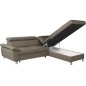 Canapé d'angle convertible en cuir italien de luxe 5 places LUTECIA avec coffre, taupe, angle droit