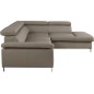Canapé d'angle convertible en cuir italien de luxe 5 places LUTECIA avec coffre, taupe, angle droit