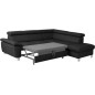 Canapé d'angle convertible en cuir italien de luxe 5 places LUTECIA avec coffre, noir, angle droit