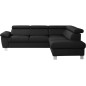Canapé d'angle convertible en cuir italien de luxe 5 places LUTECIA avec coffre, noir, angle droit