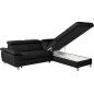 Canapé d'angle convertible en cuir italien de luxe 5 places LUTECIA avec coffre, noir, angle droit