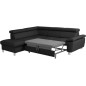 Canapé d'angle convertible en cuir italien de luxe 5 places LUTECIA avec coffre, noir, angle gauche