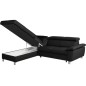 Canapé d'angle convertible en cuir italien de luxe 5 places LUTECIA avec coffre, noir, angle gauche