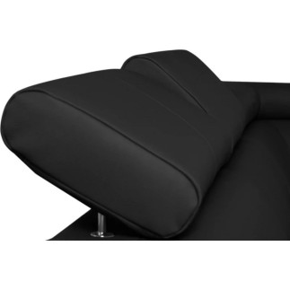 Canapé d'angle convertible en cuir italien de luxe 5 places LUTECIA avec coffre, noir, angle gauche