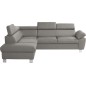Canapé d'angle convertible en cuir italien de luxe 5 places LUTECIA avec coffre, gris clair, angle gauche