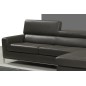 Canapé d'angle en cuir italien 4/5 places YVANA, gris fonce, angle droit