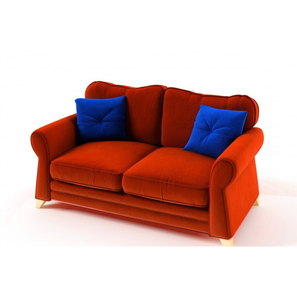 Canapé 2 places en tissu de qualité TOMY, orange