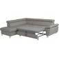 Canapé d'angle convertible en cuir italien de luxe 5 places LUTECIA avec coffre, gris clair, angle gauche