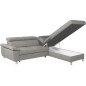 Canapé d'angle convertible en cuir italien de luxe 5 places LUTECIA avec coffre, gris clair, angle droit