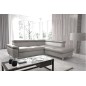 Canapé d'angle convertible en cuir italien de luxe 5 places LUTECIA avec coffre, gris clair, angle droit