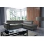 Canapé d'angle convertible en cuir italien de luxe 5 places LUTECIA avec coffre, gris foncé, angle droit