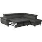 Canapé d'angle convertible en cuir italien de luxe 5 places LUTECIA avec coffre, gris foncé, angle droit