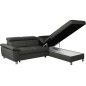 Canapé d'angle convertible en cuir italien de luxe 5 places LUTECIA avec coffre, gris foncé, angle droit