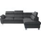 Canapé d'angle convertible en cuir italien de luxe 5 places LUTECIA avec coffre, gris foncé, angle droit