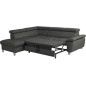 - Canapé d'angle convertible en cuir italien de luxe 5 places LUTECIA avec coffre, gris foncé, angle gauche