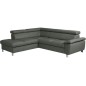 - Canapé d'angle convertible en cuir italien de luxe 5 places LUTECIA avec coffre, gris foncé, angle gauche
