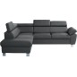 - Canapé d'angle convertible en cuir italien de luxe 5 places LUTECIA avec coffre, gris foncé, angle gauche