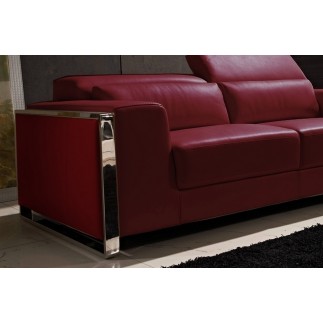 Canapé 3 places en cuir italien buffle LUXY, couleur bordeaux