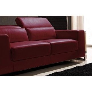 Canapé 3 places en cuir italien buffle LUXY, couleur bordeaux