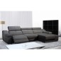 Canapé d'angle double relax en cuir EPAIS de buffle italien de luxe 5 places BiRELAX, gris foncé, angle droit.