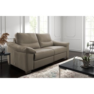 Canapé 3 places en 100% tout cuir épais italien vachette HAMBOURG, couleur taupe