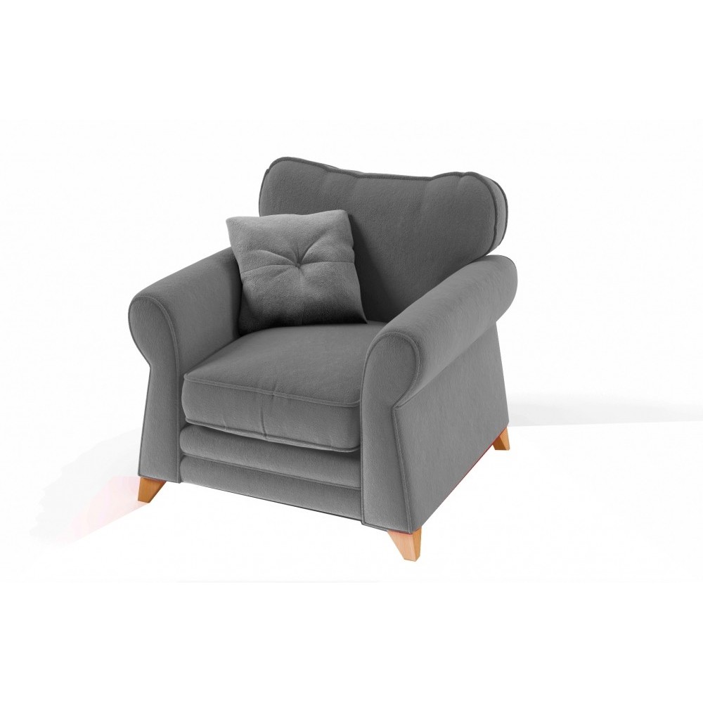 Fauteuil 1 place en tissu de qualité TOMY, gris