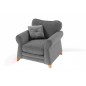 Fauteuil 1 place en tissu de qualité TOMY, gris