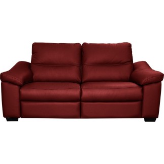 Canapé 2 places en 100% tout cuir épais italien vachette HAMBOURG, couleur rouge foncé