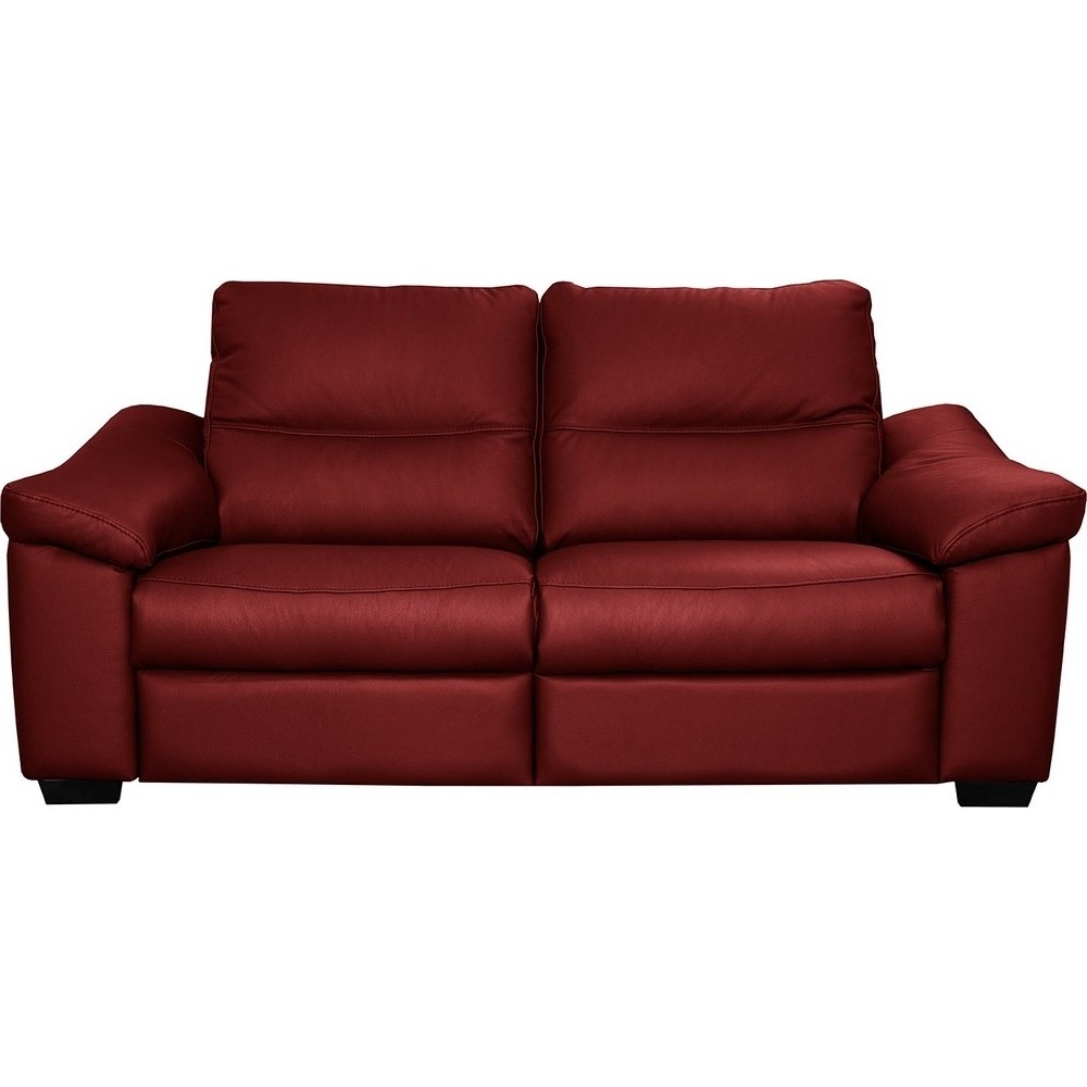 Canapé 2 places en 100% tout cuir épais italien vachette HAMBOURG, couleur rouge foncé