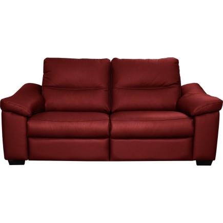 Canapé 2 places en 100% tout cuir épais italien vachette HAMBOURG, couleur rouge foncé