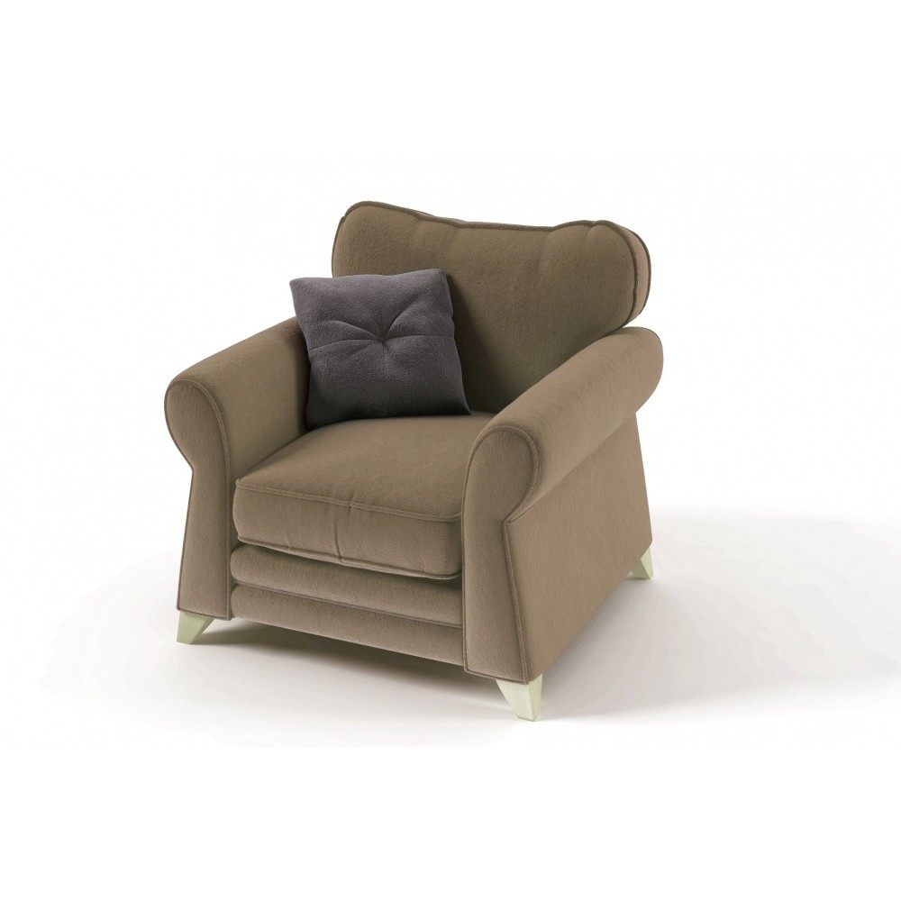 Fauteuil 1 place en tissu de qualité TOMY, beige